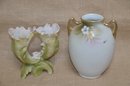 (#30) Vintage Porcelain Hand Painted Vase ~ Ardalt Porcelain Hand Painted Double Bud Vase (flower Broken Off)