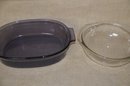 (#99) Pyrex Blue Oval Casserole 11' And Clear Bowl 8'