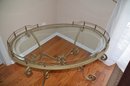 (#197) Oval Glass Top Gold Iron Coffee Table