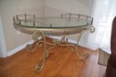 (#197) Oval Glass Top Gold Iron Coffee Table