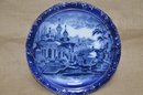 (#44) Vintage Wall Hanging Plate Cobalt Blue Russian Scenic