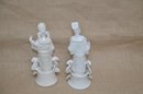 (#45) Pair Of Vintage Chinese White Blanc De Chine Scholar Figurines (one Chipped) See Pictures