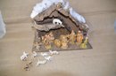 (#80) Nativity Wood Manger Italy Resin Figurines 19 Pieces