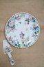 (#62) Andrea By Sadek Serving Plater With Cake Server Flowers And Berries Design 11' Round