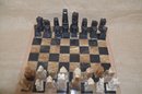(#74) Marble Chess Set With Playing Pieces Complete