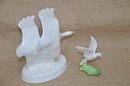 (#77) Royal Doulton Going Home Series Ducks In Flight Figurine (wing Re-glued) 7'H ~ Dove Of Peach Figurine 3'