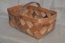 (#51) Vintage Basket Weave Wood Basket Market Basket