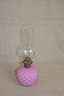 (#71) Vintage Pink Glass Diamond Quilted Oil Lamp Lantern With Clear Glass Shade / Chimney 10'H