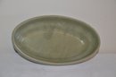 (#4) Vintage Haeger USA #74 Sage Green Oval Shallow Bonsai Pottery Platter 10'