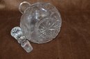 (#33) Glass Liquor Wine Decanter With Stopper 13.5'H - Chip On Edge