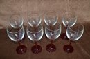(#41) Set Of 6 Red Stem Wine Glasses 8'H