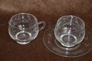 (#46) Etched Glass Sugar And Creamer 3 Piece Set