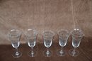 (#49) Etched 6oz. Wine Glasses Lot Of 7