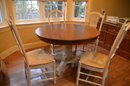 48 Inch Round Wood Kitchen Table AND 4 Rushed Seated Chairs ( No Leave)