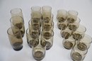(#53) Vintage Brown Tinted Tumbler Drinking Glass Lot Of 21 (12oz. 10oz. 8oz.)