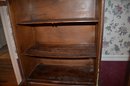 Antique Wood China Cabinet 2 Glass Door Pull Out Drawer