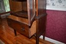Antique Wood China Cabinet 2 Glass Door Pull Out Drawer