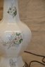 (#17) Vintage Ceramic Table Lamp Hand Painted Flower Detail