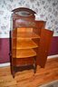 Antique Mahogany Sheet Music Cabinet Mirror Top Piece Top Pull Out Drawer