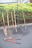 (#19) Assorted Garden Tools ( Rakes, Shovels, Branch Cutter)