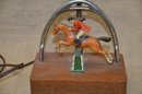 (#18) Vintage Horse Table Lamp On Wooden Base