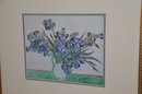 (#118) Gold Framed Picture Blue Iris Floral Arrangement