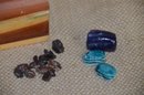 (#108) Small Wooden Trinket Treasure Box With Mini Stones 3'