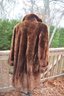 Vintage Faux Brown Fur Coat Size Approx. Medium - Inside Liner Ripped At The Seam