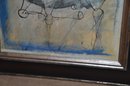 (#125) Black / Silver Framed Picture Abstract Gray Horse