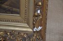 (#126) Painting Oil? Sailor With Girl In Rowboat Gold French Provincial Frame (some Damage)