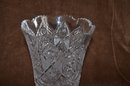 (#155) Heavy Lead Crystal Vase Pedestal Footed Base 12'H
