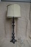 (#7HH) Metal Espresso Table Lamp With Silk Shade 30'H