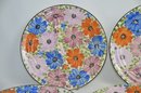 (#87) Vintage G M T Co. Inc. Divided Plate 11.5' Ceramic Hand Painted Flowers Germany Lot Of 4 - Some Cracks