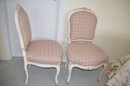 (#2) Vintage Pair Of French Provincial Side Accent Chair Front Castors