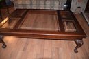Drexel Heritage Coffee Table Wood And Glass Panel Top