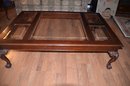 Drexel Heritage Coffee Table Wood And Glass Panel Top