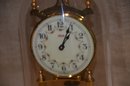 (#1) Vintage Kundo German Made Mantle Clock With Plastic Dome 400 Day Clock Key And Instructions
