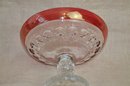 (#10) Tiffin KINGS CROWN Ruby Red Flash Thumbprint 10' Footed Fruit Compote