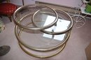 (#13) Gold Framed Cocktail Swivel 3 Tier Coffee Table 30' Round
