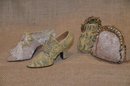 (#14) 2 Sets Of Mini Collectible Resin Heels Shoes And Victorian Classic Purses By Putting On The Ritz