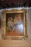 (#21) Antique Framed Painting Boys Eating Fruit Signed O. Imperati ( Framed Chipped & Painting Torn)