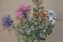 (#9) Japanese Asian Art Glass Flower Blossom Arrangement In Ceramic Planter 21'H