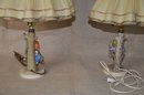 (#1) Vintage Pair Of Hummel Goebel Apple Tree Boy & Girl Table Lamps 229 & 230 Original Shades