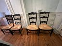 Rattan Seat Black High Back Chairs (4)