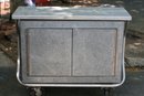 (201) Vintage Rolling Aluminum Carton Wheels W/2 Door Removable Storage Cabinet