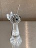 (#106) Swarovski Crystal Small Sitting Cat Figurine Metal Tail And Whiskers 3'H