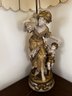 Vintage Louise Auguste Moreau Metal Art Nouveau Figural Table Lamp Women And Child Heavy