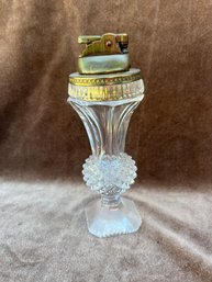 (#183) Vintage Cigar / Cigarette Crystal Glass Light Brass 7' Height