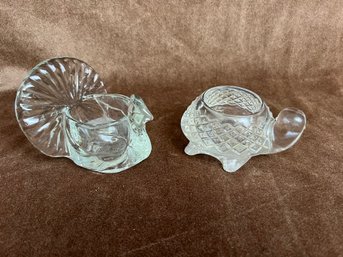 (#20) Avon Glass Tea Light Holders Turkey And Turtle