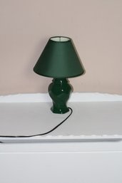 (#220) Small Table Side Green Ceramic Lamp 15'H